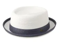 POLY BRAID PORK PIE HATS WITH COLOR BAND F2809