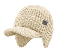 Winter Solid Color Knit Beanie With Visor & Earflap BN7234