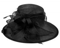 SINAMAY FASCINATOR WITH RIBBON FLOWER & FEATHER TRIM CC2902