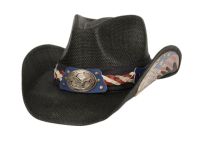 western cowboy hats with eagle badge and flag trim band COW6036