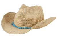 RAFFIA STRAW COWBOY HATS WITH BEADS BAND COW7069
