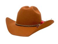 Wool Felt Cowboy Hats With Braided Suede Band & Flower COW7143D1_Rust