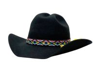 Wool Felt Cowboy Hats With Decoration Band & Flower COW7143D2_Black