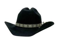 Wool Felt Cowboy Hats With Decoration Band & Flower COW7143D3_Black