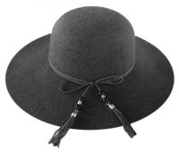 LADIES POLYESTER FELT FLOPPY HAT WITH FAUX LEATHER BAND F2390