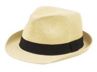 roll up brim paper straw fedora hats with grosgrain band F2781
