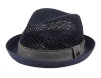 STRAW PAPER FEDORA HATS WITH FABRIC BAND F2804