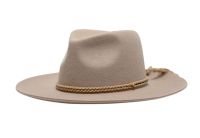 Wool Felt Fedora Hats With Braided Suede Band F7144D1_Khaki