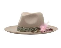 Wool Felt Fedora Hats With Decoration Flower Trim F7144D2_Khaki