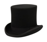 high crown top felt hat with grosgrain band and curled brim HE43