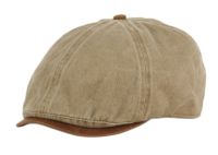WASHED COTTON DUCKBILL IVY CAPS WITH LEATHER BRIM & TOP BUTTON IV7072